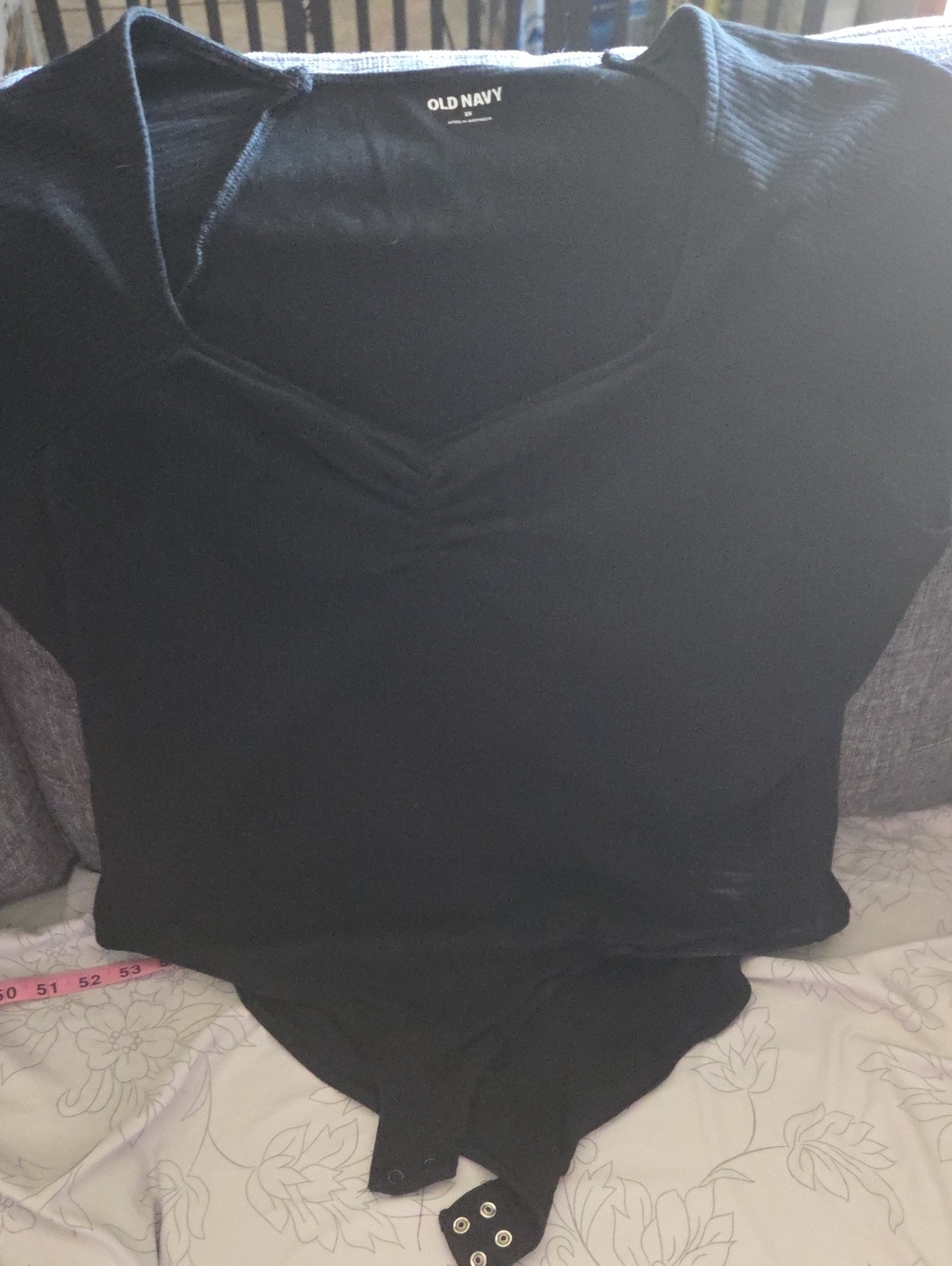 Old Navy Black Short Sleeve V-Neck Bodysuit